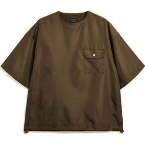 Taion, Tops, Heren, Bruin, XL, Polyester, Bruine Stijlvolle Shirt