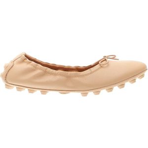 Tod's, Schoenen, Dames, Beige, 36 1/2 EU, Leer, Beige Ballerina Schoenen met Strik