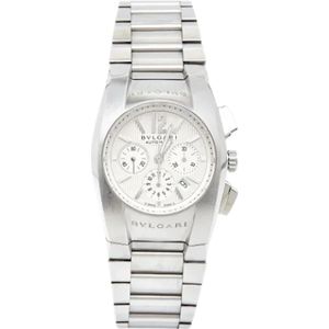 Bvlgari Vintage, Pre-owned, Dames, Grijs, ONE Size, Tweed, Pre-owned Stainless Steel watches