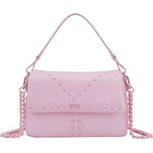 La Carrie, Tassen, Dames, Roze, ONE Size, Roze Leren Studs Handtas