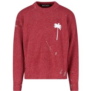 Palm Angels, Truien, Heren, Rood, L, Rode Sweaters voor Heren