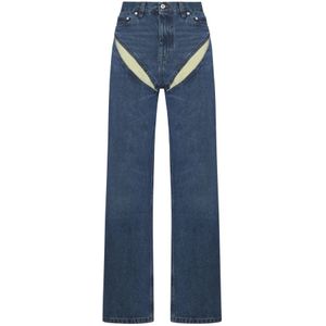 Y/Project, Jeans, Dames, Blauw, W29, Katoen, Cut Out Evergreen Jeans