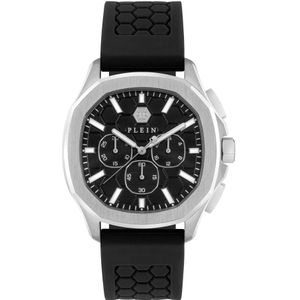 Philipp Plein, Accessoires, Heren, Zwart, ONE Size, Spectre Chrono Horloge Zwart Zilver