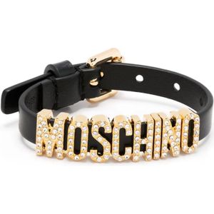 Moschino, Zwart Leren Bijoux Armband Zwart, Dames, Maat:ONE Size