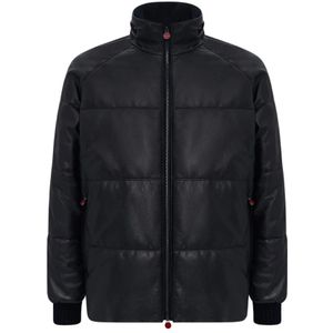 Kiton, Jassen, Heren, Blauw, XL, Leer, Gewatteerde Nappa Leren Jas