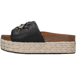 Kurt Geiger, Schoenen, Dames, Zwart, 38 EU, Leer, Zwarte Eye Flatform Slippers