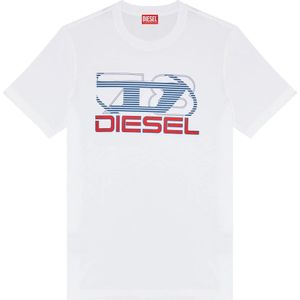 Diesel, Tops, Heren, Wit, 3Xl, Katoen, T-shirt with Oval D 78 print