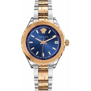 Versace, Accessoires, Dames, Veelkleurig, ONE Size, Roségoud Zilver Blauw Wijzerplaat Kwartshorloge