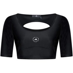 Adidas by Stella McCartney, Zwarte Top met Uitgesneden Details Zwart, Dames, Maat:S