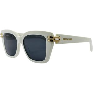 Dior, Accessoires, Dames, Wit, ONE Size, Vierkante acetaat zonnebril met gouden scharnier
