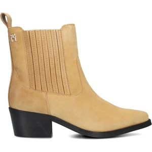 Tommy Hilfiger, Schoenen, Dames, Beige, 41 EU, Suède, Beige Suède Cowboy Laarzen