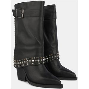 Alma EN Pena, Schoenen, Dames, Zwart, 40 EU, Leer, Leren laarzen met studs