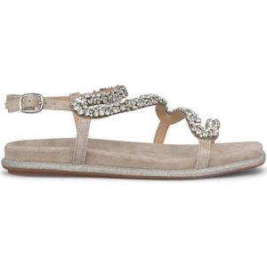 Alma EN Pena, Schoenen, Dames, Beige, 37 EU, Leer, Glinsterende leren sandaal