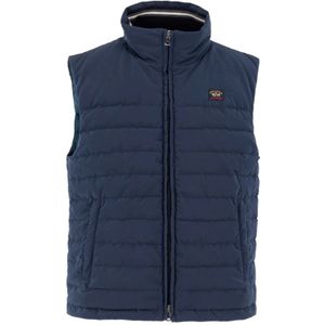 Paul & Shark, Blauwe Gewatteerde Gilet met Logo Patch Blauw, Heren, Maat:L