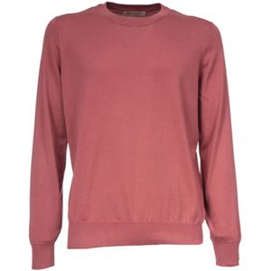 Brunello Cucinelli, Katoenen Crewneck Trui Geribbeld Slim Fit Roze, Heren, Maat:2XL