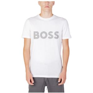 Hugo Boss, Tops, Heren, Wit, L, Katoen, Heren Witte Print T-shirt