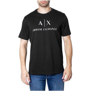 Armani Exchange, Tops, Heren, Zwart, L, Katoen, Heren Jersey T-Shirt Lente/Zomer Collectie