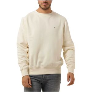 Tommy Hilfiger, Sweatshirts & Hoodies, Heren, Wit, 2Xl, Katoen, Flag Logo Sweatshirt Heren Sweater