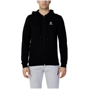 le coq sportif, Sweatshirts & Hoodies, Heren, Zwart, M, Katoen, Zwarte hoodie met ritssluiting