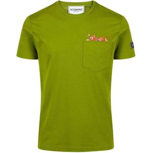 Iceberg, Tops, Heren, Groen, 2Xl, Katoen, Yogi Bear Interlock Zak T-shirt