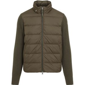 Moncler, Truien, Heren, Groen, M, Wol, Tricot Cardigan voor Mannen