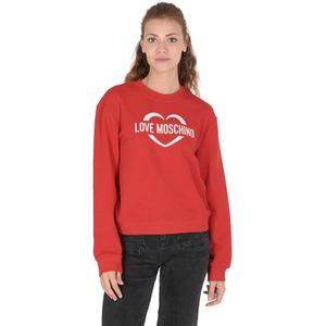 Love Moschino, Rode Katoenen Sweatshirt met Inlay Detail Rood, Dames, Maat:2XS