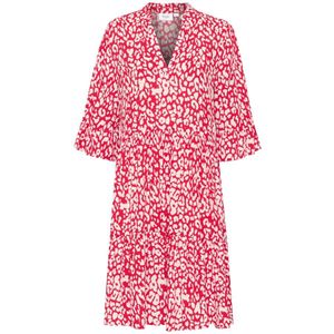 Saint Tropez, Kleedjes, Dames, Rood, 2Xl, Luipaardprint Jurk met Ruchedetails