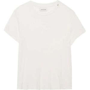 Anine Bing, Off-White Modal/Cashmere Blend T-Shirt Wit, Dames, Maat:M