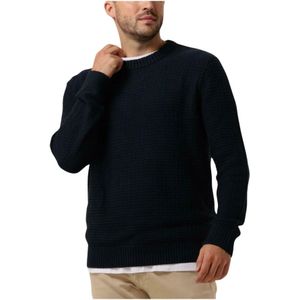 Selected Homme, Truien, Heren, Blauw, 2Xl, Katoen, Gebreide Structuur Crew Neck Trui