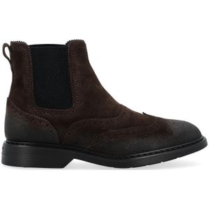 Hogan, Schoenen, Heren, Bruin, 41 1/2 EU, Suède, Bruine Suede Chelsea Boot H576