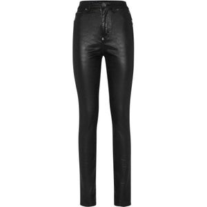 Philipp Plein, Broeken, Dames, Zwart, W26, Skinny broek met uniek ontwerp