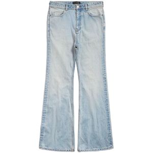 Balenciaga, Jeans, Dames, Blauw, W27, Katoen, Lichtblauwe high-waisted wijde pijp jeans