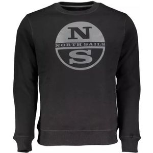 North Sails, Sweatshirts & Hoodies, Heren, Zwart, 2Xl, Katoen, Verhoogd Casual Zwart Sweatshirt met Print