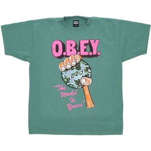 Obey, Tops, Heren, Groen, XS, Palm Leaf Streetwear Tee