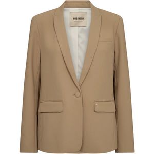 MOS Mosh, Jassen, Dames, Bruin, XS, Polyester, Vrouwelijke Blazer met V-Hals en Klepzakken