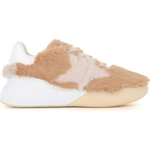 Stella McCartney, Beige Vegan Sneakers met dikke zool en vetersluiting aan de voorkant Beige, Dames, Maat:37 EU