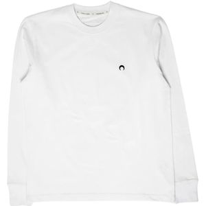 Marine Serre, Sweatshirts & Hoodies, Heren, Wit, XL, Katoen, Biologisch katoenen T-shirt - Mto 069 Cjer 0009/Wh 10