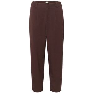 Kaffe, Broeken, Dames, Bruin, L, Polyester, Hoge taille cropped broek met riemlussen en zakken