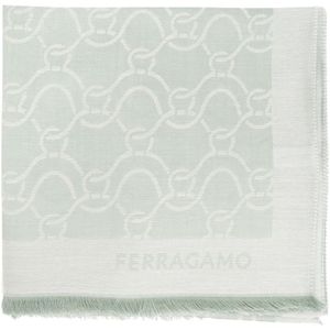 Salvatore Ferragamo, Sjaal met logo Blauw, Dames, Maat:ONE Size