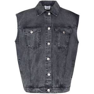 MVP wardrobe, SAN Babila Denim Vest Grijs, Dames, Maat:M