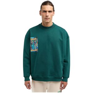 Carlo Colucci, Sweatshirts & Hoodies, Heren, Groen, XL, Oversized Sweatshirt voor casual stijl