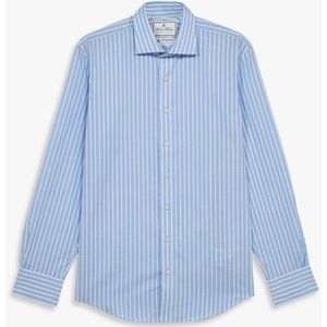 Brooks Brothers, Overhemden, Heren, Blauw, S, Katoen, Lichtblauwe Slim Fit Katoen Linnen Overhemd met Engelse Spreidkraag