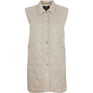 b.young, Ecru Bodywarmer met drukknopen en zakken Beige, Dames, Maat:XL