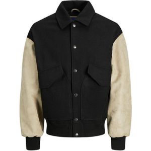 Jack & Jones, Jassen, Heren, Zwart, L, Polyester, Varsity Bomber Jas