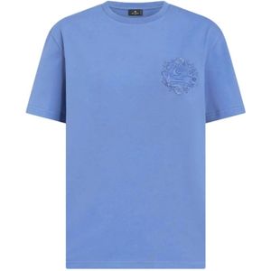 Etro, Tops, Dames, Blauw, S, Bloemen T-shirt