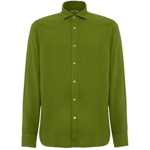 Boglioli, Overhemden, Heren, Groen, L, Katoen, Groene katoenen Franse kraag shirt