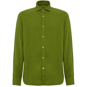 Boglioli, Overhemden, Heren, Groen, S, Katoen, Groene katoenen Franse kraag shirt