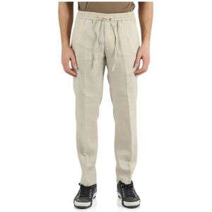 Michael Coal, Broeken, Heren, Beige, W36, Linnen, Slim Fit Linnen Broek