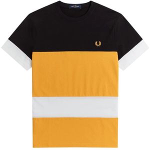 Fred Perry, Klassiek Kleurblok Overhemd Oranje, Heren, Maat:S