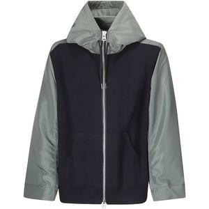 Sacai, Jassen, Heren, Blauw, L, Hoodie met wijde mouwen en rits